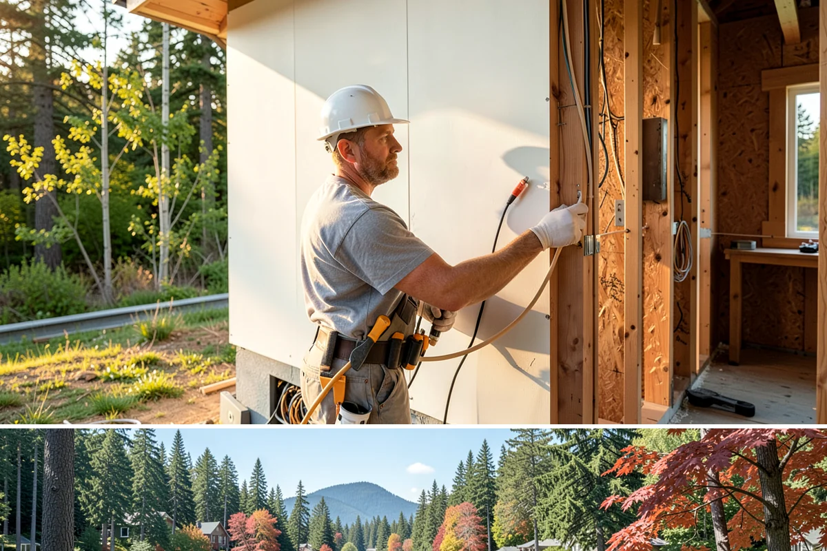 Carriage House Construction in Covington, King County, WA - Given the substantial exterior construction, the carriage house shell is best built during the drier late-spring-to-early-fall...