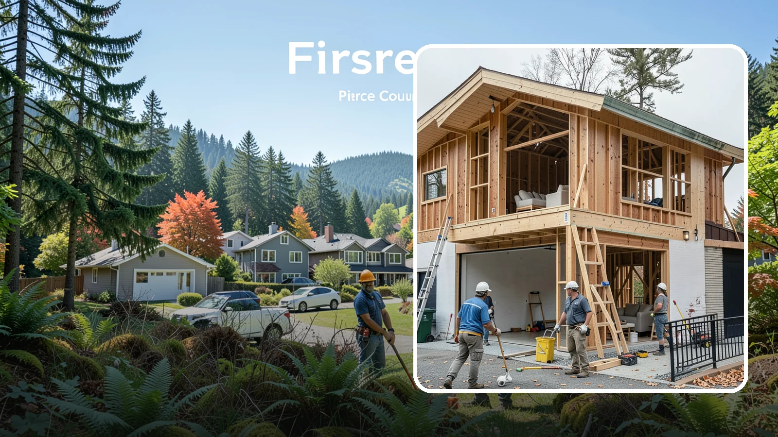 Carriage House Construction in Fircrest, Pierce County, WA - Carriage house construction that pairs vehicle storage below with private living space above on your Western Washington lot.