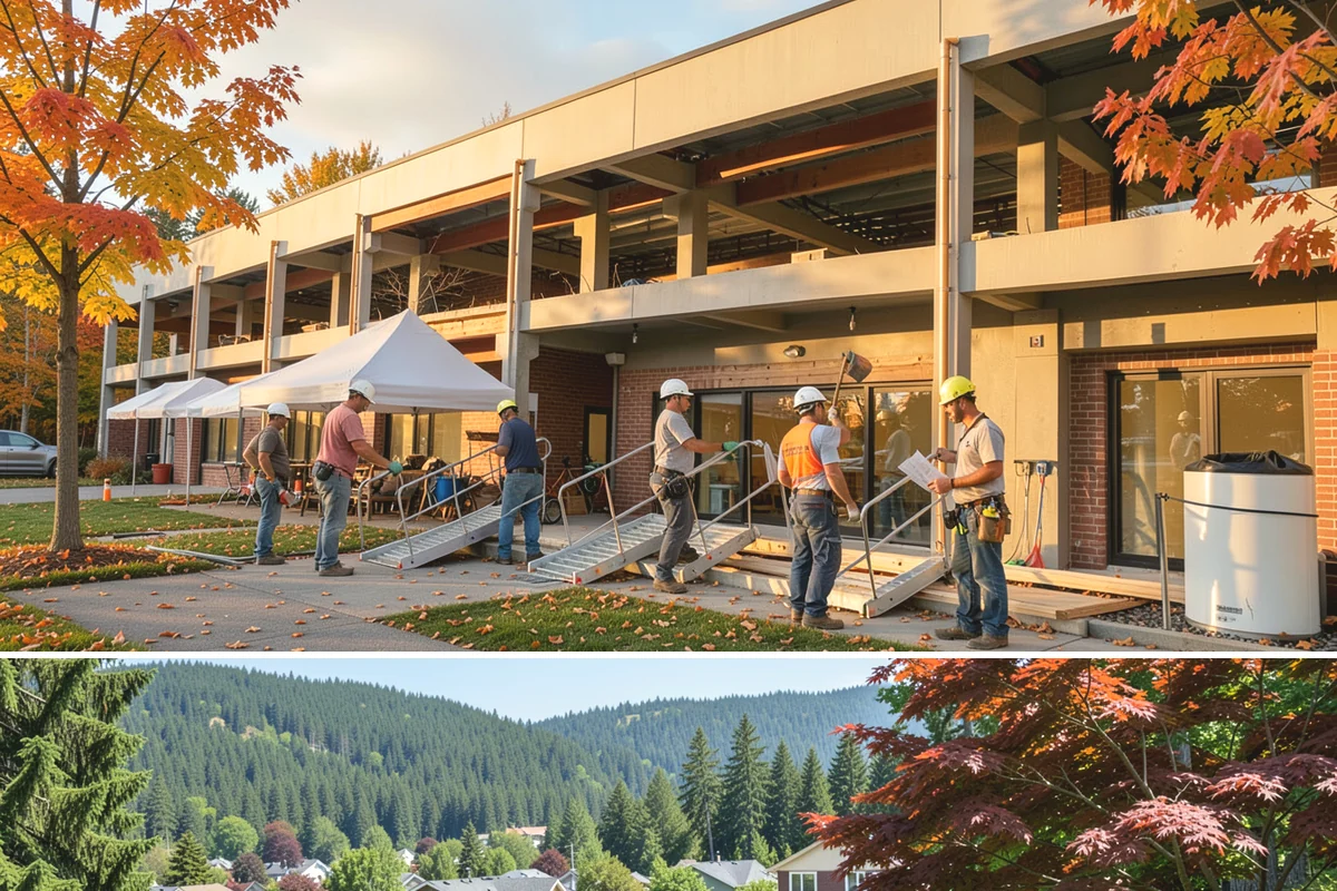 Carriage House Construction in Index, Snohomish County, WA - Given the substantial exterior construction, the carriage house shell is best built during the drier late-spring-to-early-fall...