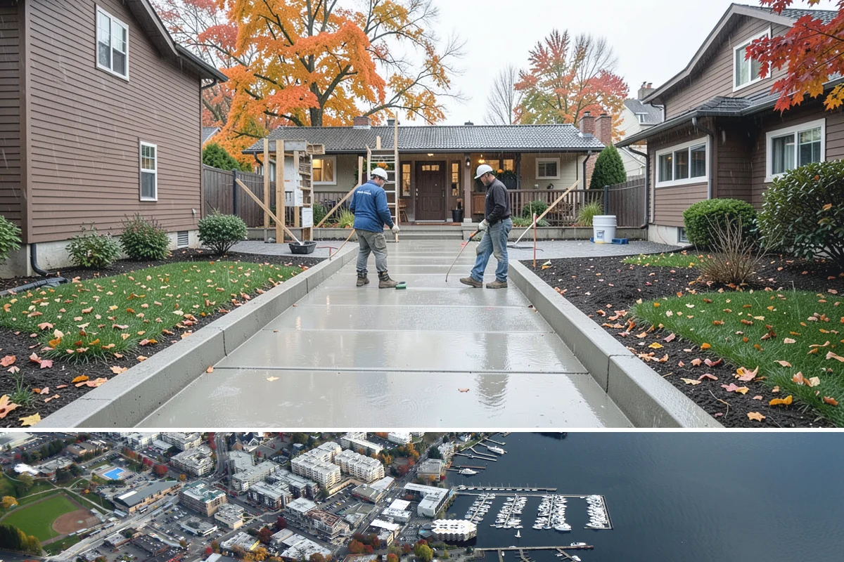 Carriage House Construction in Kirkland, King County, WA - Given the substantial exterior construction, the carriage house shell is best built during the drier late-spring-to-early-fall...