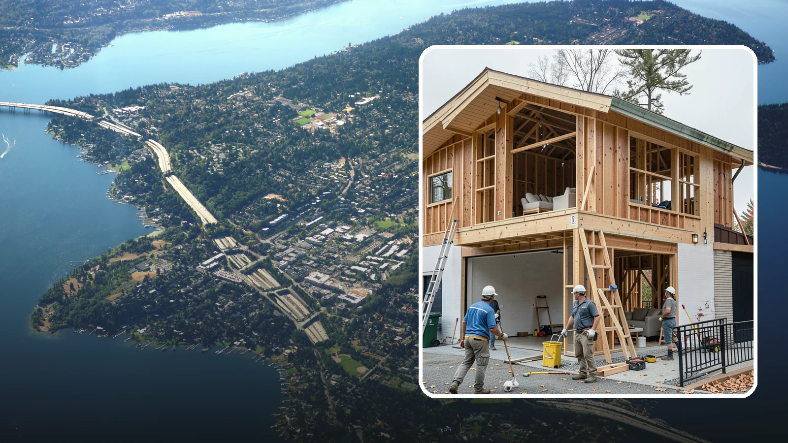 Carriage House Construction in Mercer Island, King County, WA - Carriage house construction that pairs vehicle storage below with private living space above on your Western Washington lot.