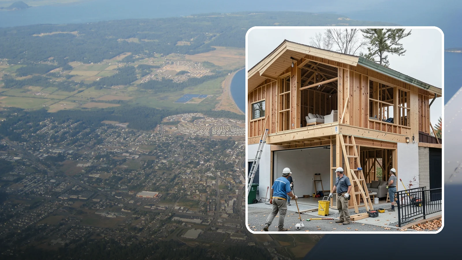 Carriage House Construction in Oak Harbor, Island County, WA - Carriage house construction that pairs vehicle storage below with private living space above on your Western Washington lot.