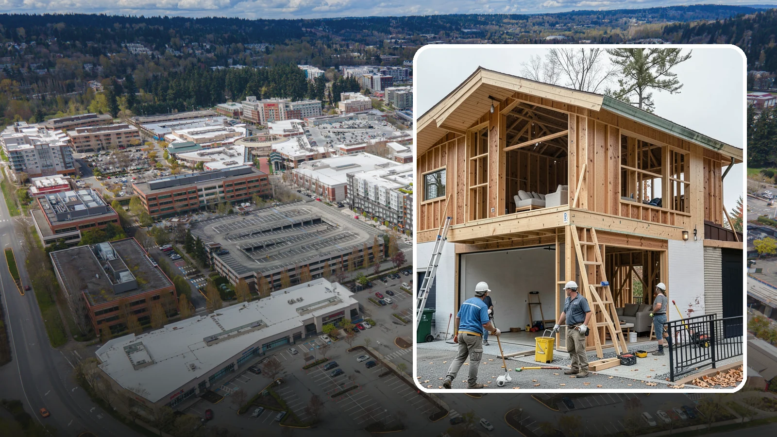 Carriage House Construction in Redmond, King County, WA - Carriage house construction that pairs vehicle storage below with private living space above on your Western Washington lot.