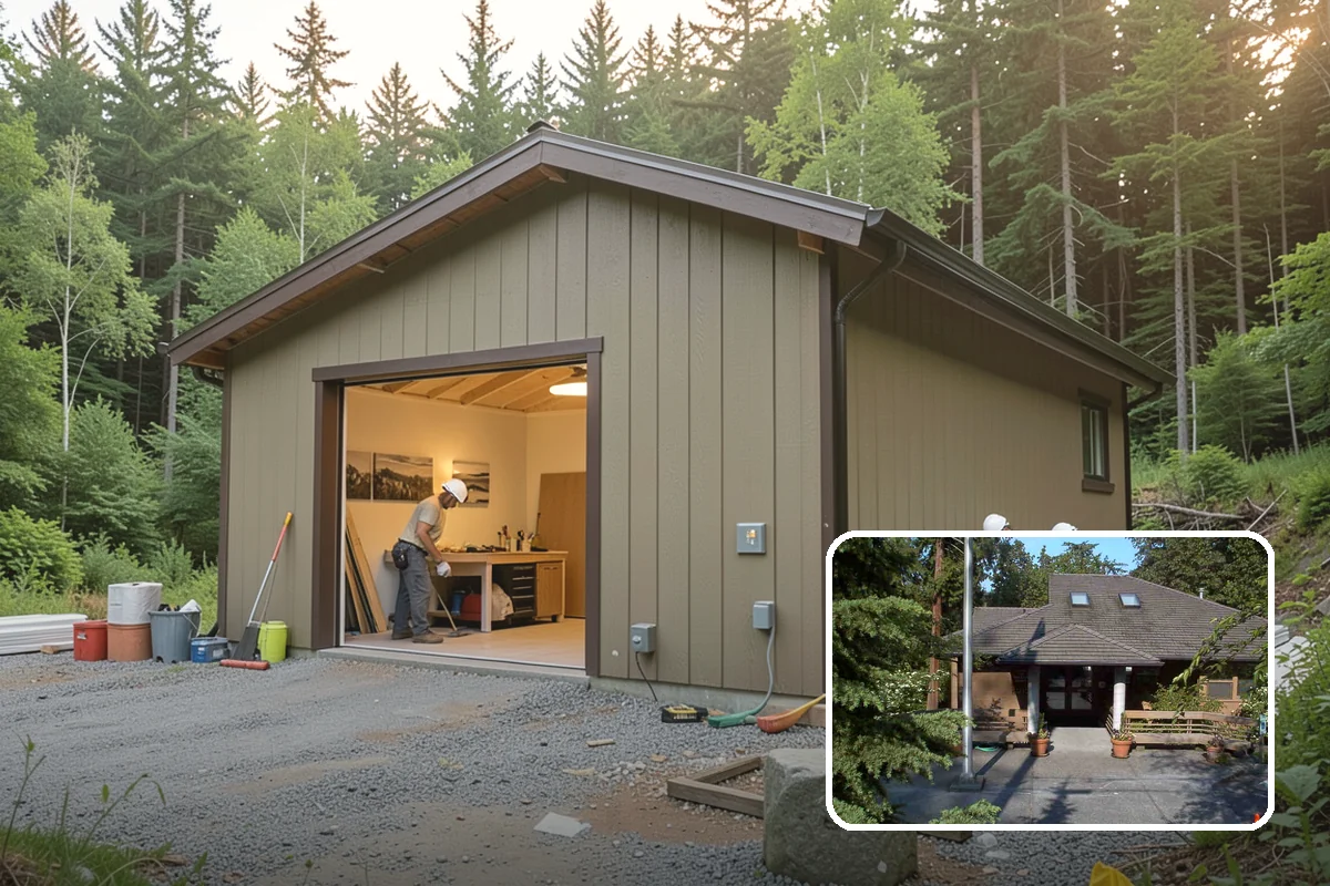 Carriage House Construction in Yarrow Point, King County, WA - Vehicle storage and living space in one structure