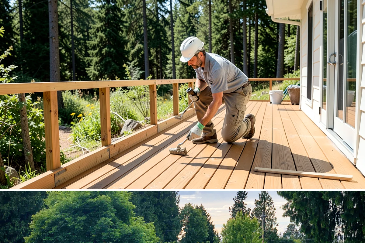 Cedar Deck Installation in Bonney Lake, Pierce County, WA - Dry summer weeks are ideal for installing and sealing cedar so the wood cures properly before fall rains return.