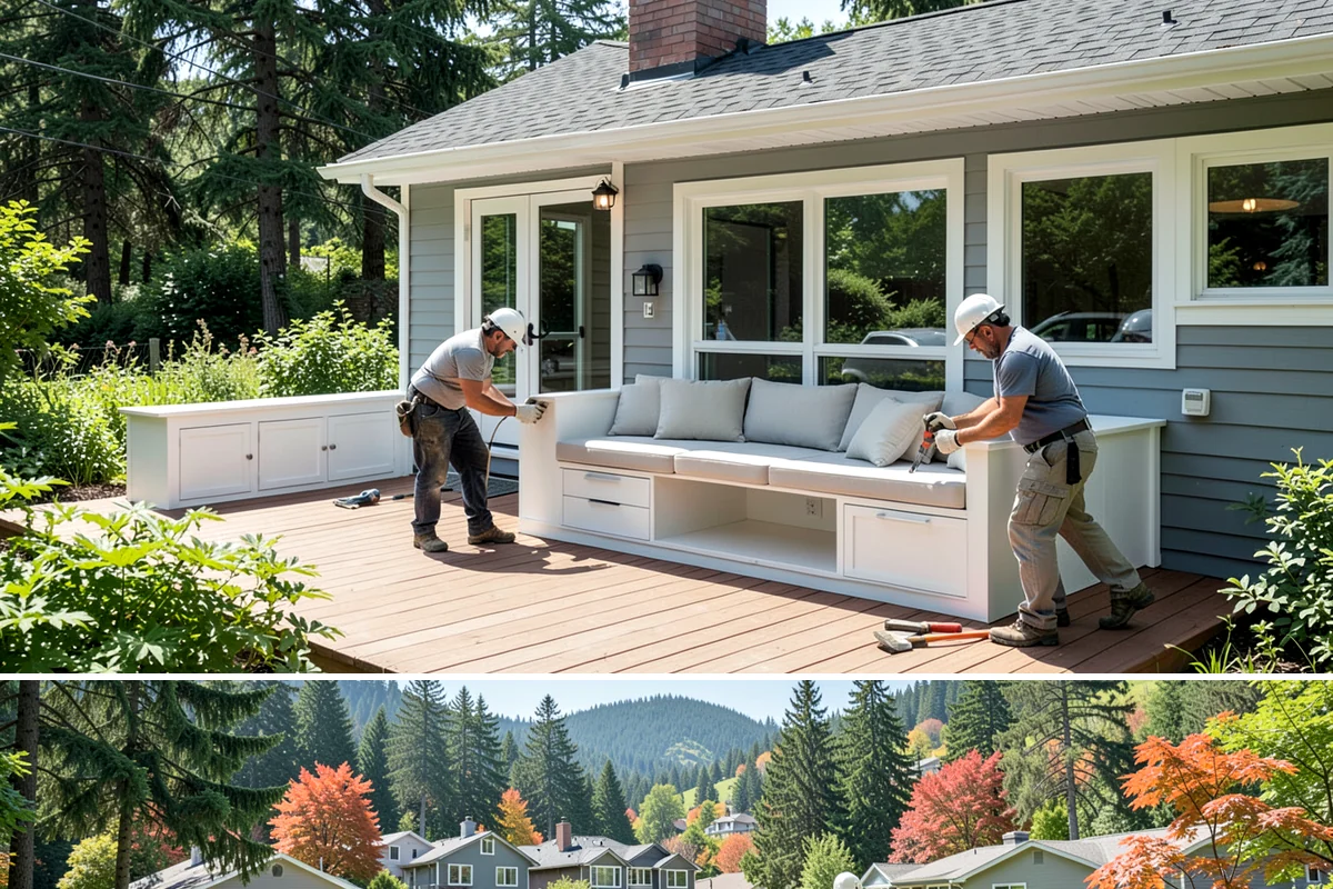 Cedar Deck Installation in Fircrest, Pierce County, WA - Dry summer weeks are ideal for installing and sealing cedar so the wood cures properly before fall rains return.