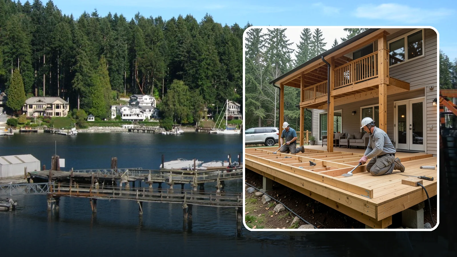 Cedar Deck Installation in Gig Harbor, Pierce County, WA - Naturally rot-resistant cedar decking that brings classic Pacific Northwest warmth to your outdoor space.