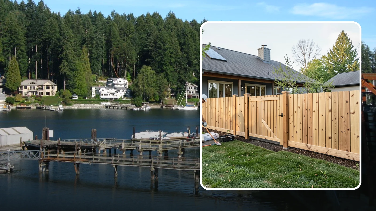 Cedar Fence Installation in Gig Harbor, Pierce County, WA - A premium cedar fence prized for its natural rot resistance and rich Northwest character.