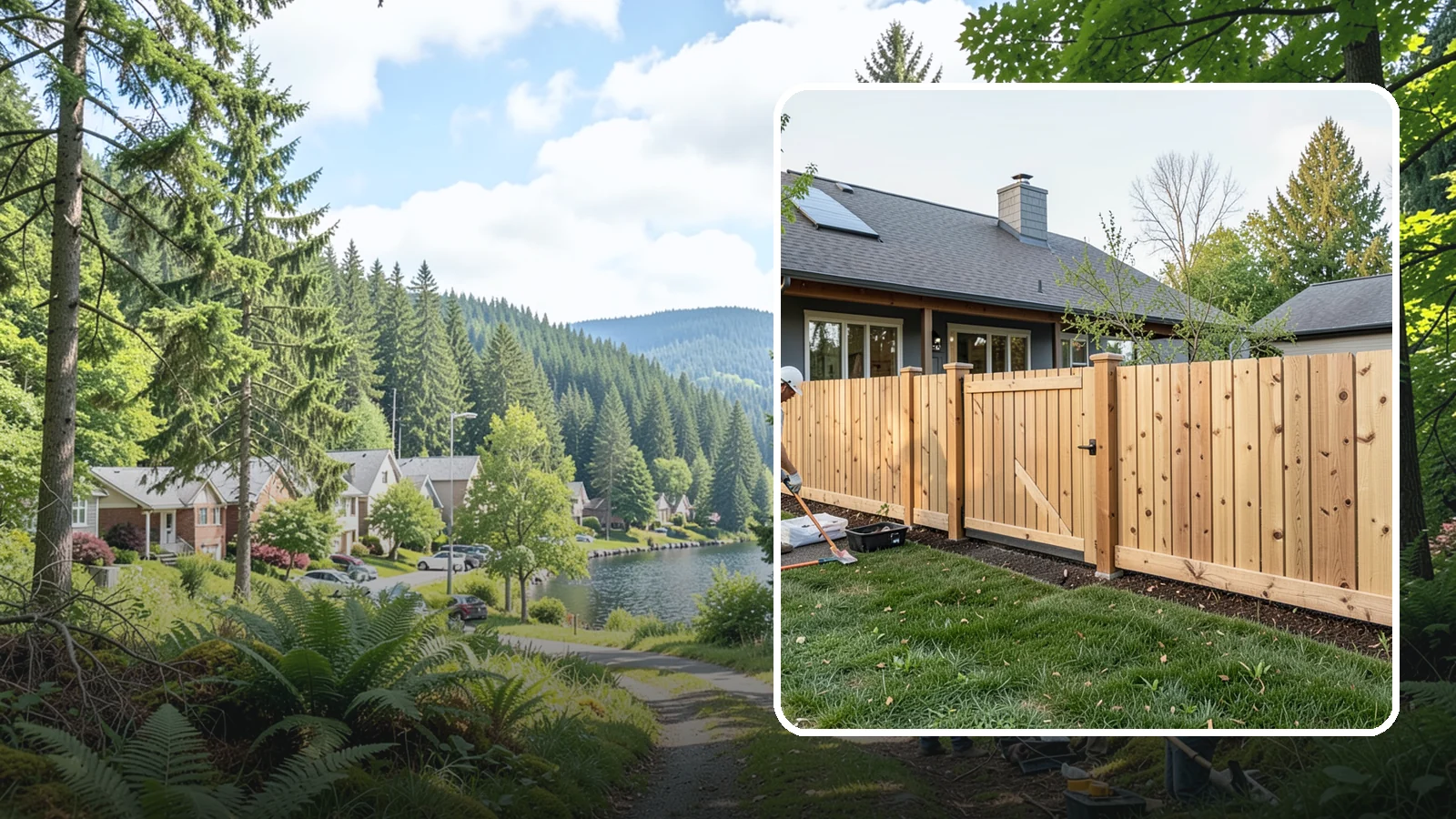 Cedar Fence Installation in Lake Forest Park, King County, WA - A premium cedar fence prized for its natural rot resistance and rich Northwest character.