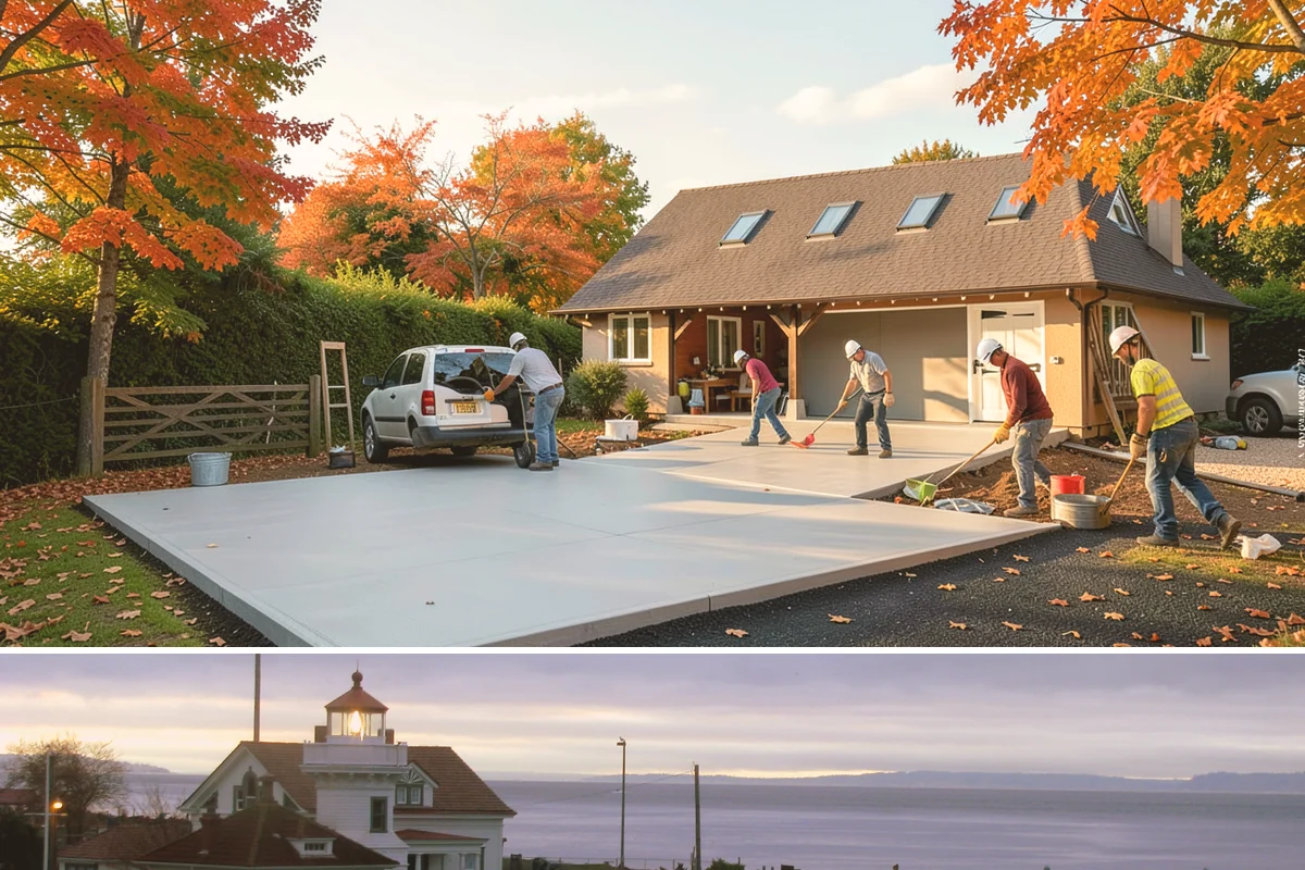 Cedar Fence Installation in Mukilteo, Snohomish County, WA - Build in summer so footings set and any sealant cures before the rains begin.