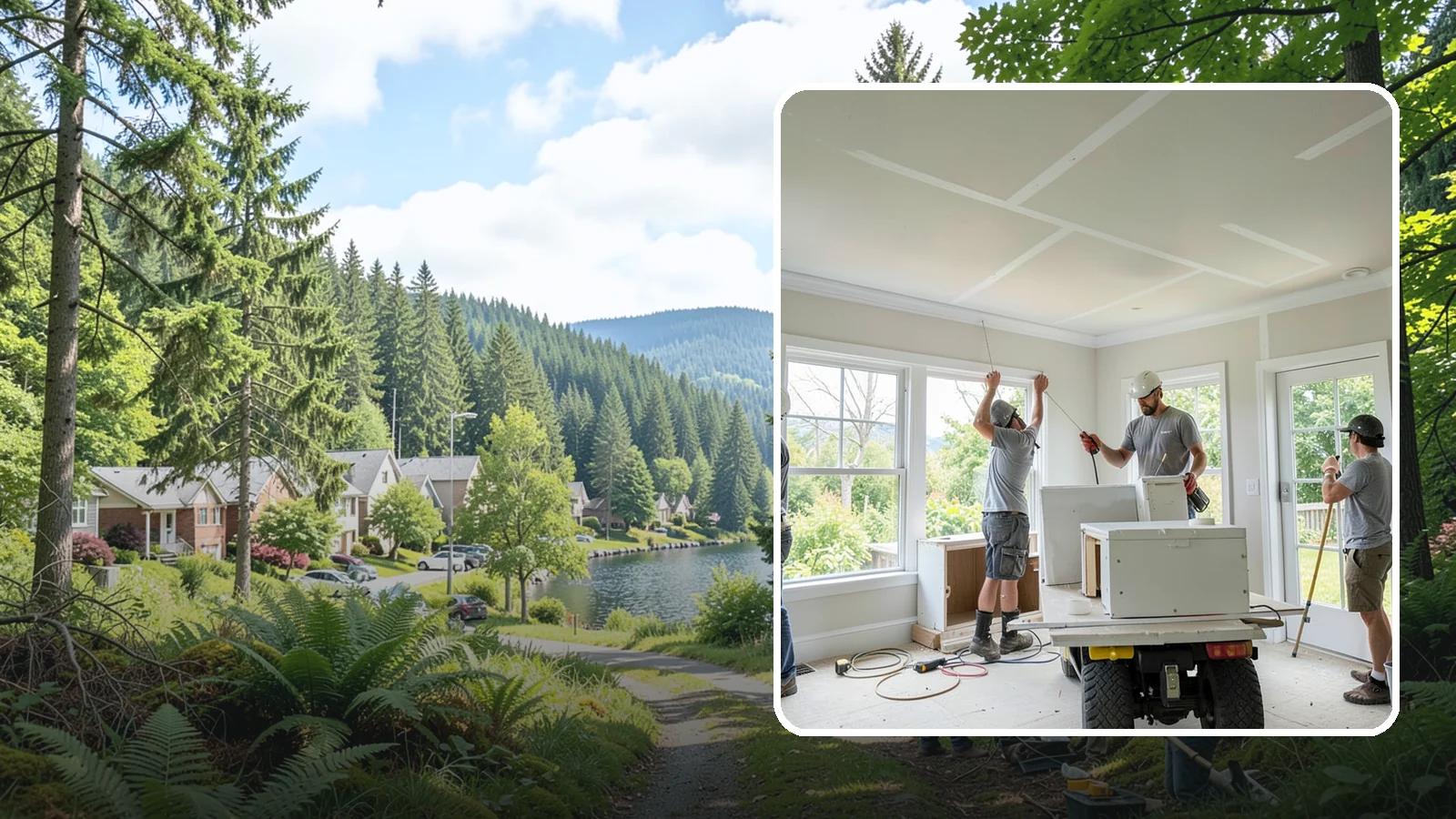 Ceiling Drywall Installation in Lake Forest Park, King County, WA - Ceiling drywall installation hangs and finishes overhead board for flat, solid ceilings.