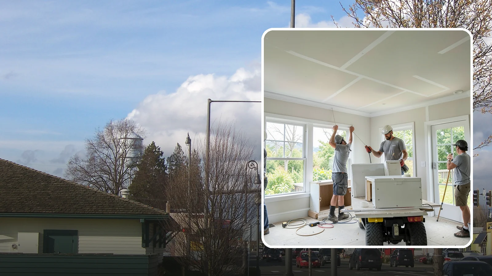 Ceiling Drywall Installation in Marysville, Snohomish County, WA - Ceiling drywall installation hangs and finishes overhead board for flat, solid ceilings.
