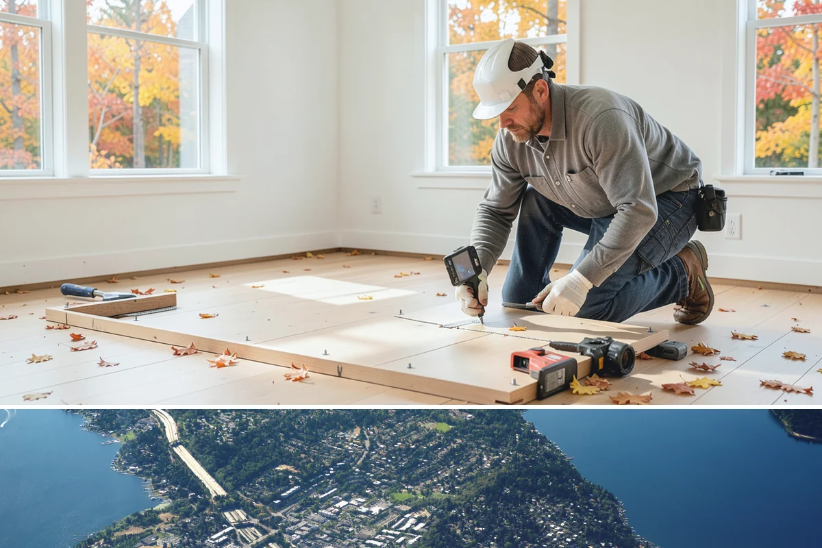 Ceiling Drywall Installation in Mercer Island, King County, WA - Ceiling drywall is indoor work suited to every season, including the rainy winter months.