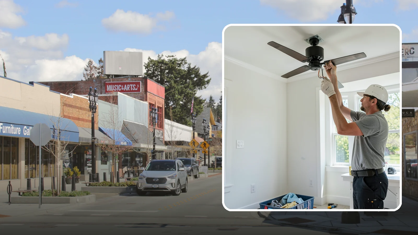 Ceiling Fan Installation in Bothell, King County, WA - We install and replace ceiling fans with properly braced boxes and secure, code-compliant wiring.