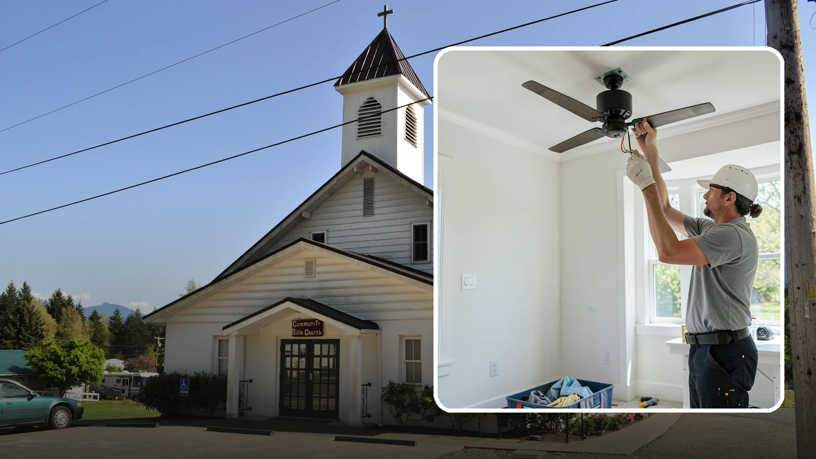 Ceiling Fan Installation in Concrete, Skagit County, WA - We install and replace ceiling fans with properly braced boxes and secure, code-compliant wiring.