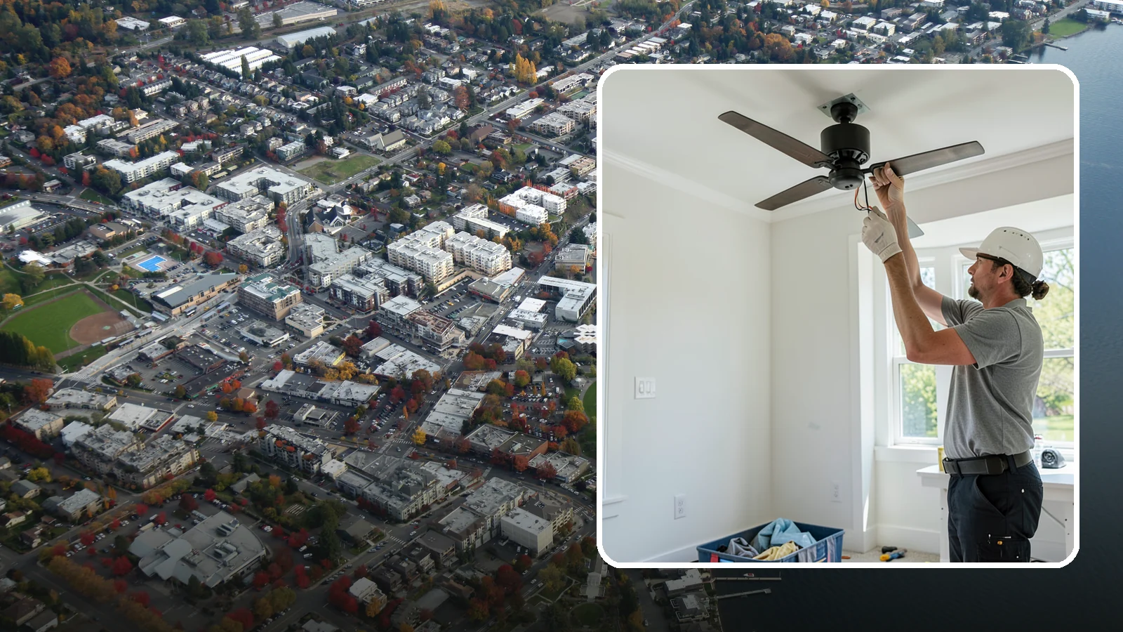 Ceiling Fan Installation in Kirkland, King County, WA - We install and replace ceiling fans with properly braced boxes and secure, code-compliant wiring.