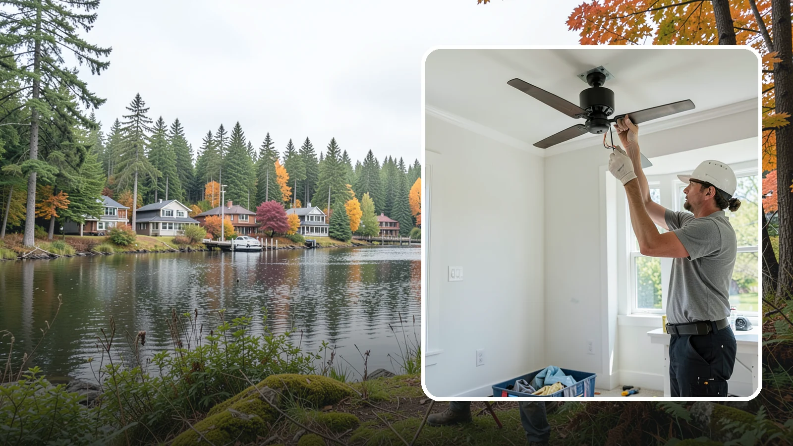 Ceiling Fan Installation in La Conner, Skagit County, WA - We install and replace ceiling fans with properly braced boxes and secure, code-compliant wiring.
