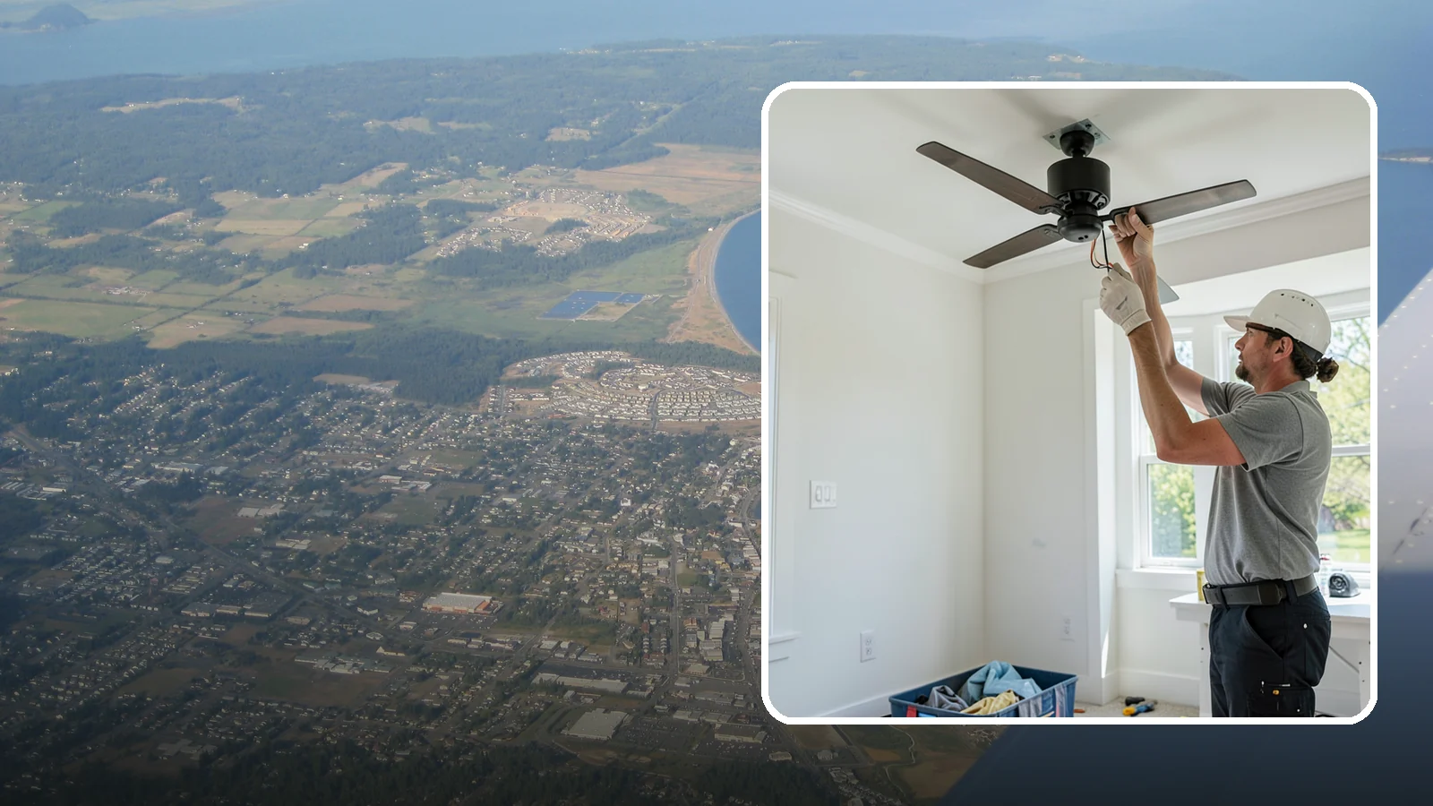 Ceiling Fan Installation in Oak Harbor, Island County, WA - We install and replace ceiling fans with properly braced boxes and secure, code-compliant wiring.