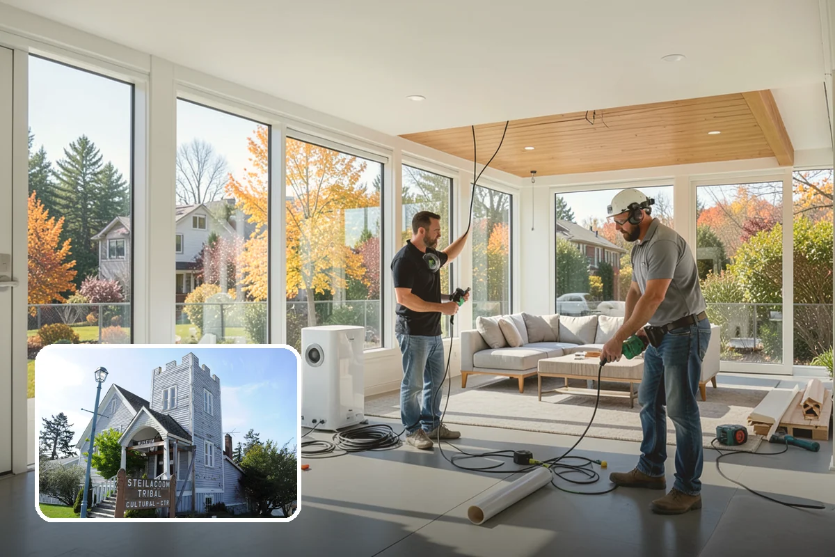 Ceiling Fan Installation in Steilacoom, Pierce County, WA - Fan-rated box safely supports weight and motion