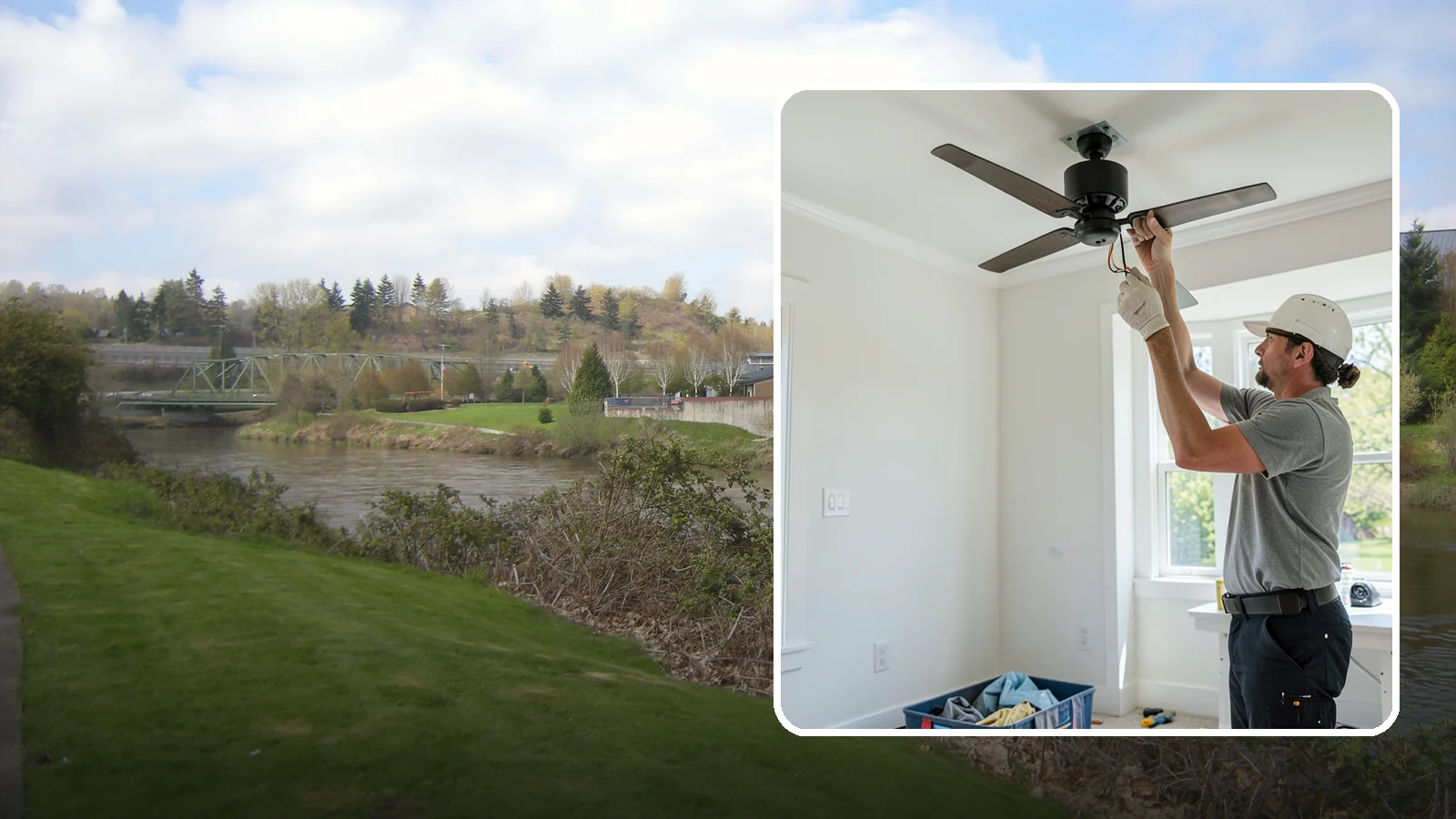 Ceiling Fan Installation in Tukwila, King County, WA - We install and replace ceiling fans with properly braced boxes and secure, code-compliant wiring.