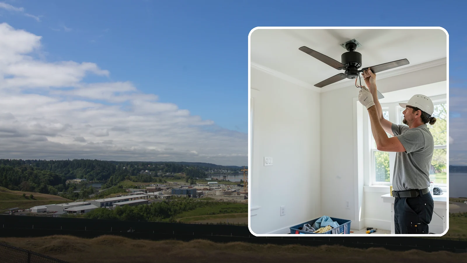 Ceiling Fan Installation in University Place, Pierce County, WA - We install and replace ceiling fans with properly braced boxes and secure, code-compliant wiring.