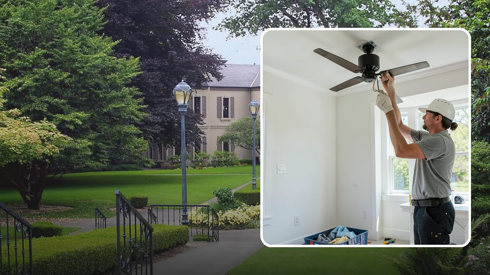 Ceiling Fan Installation in Woodinville, King County, WA - We install and replace ceiling fans with properly braced boxes and secure, code-compliant wiring.