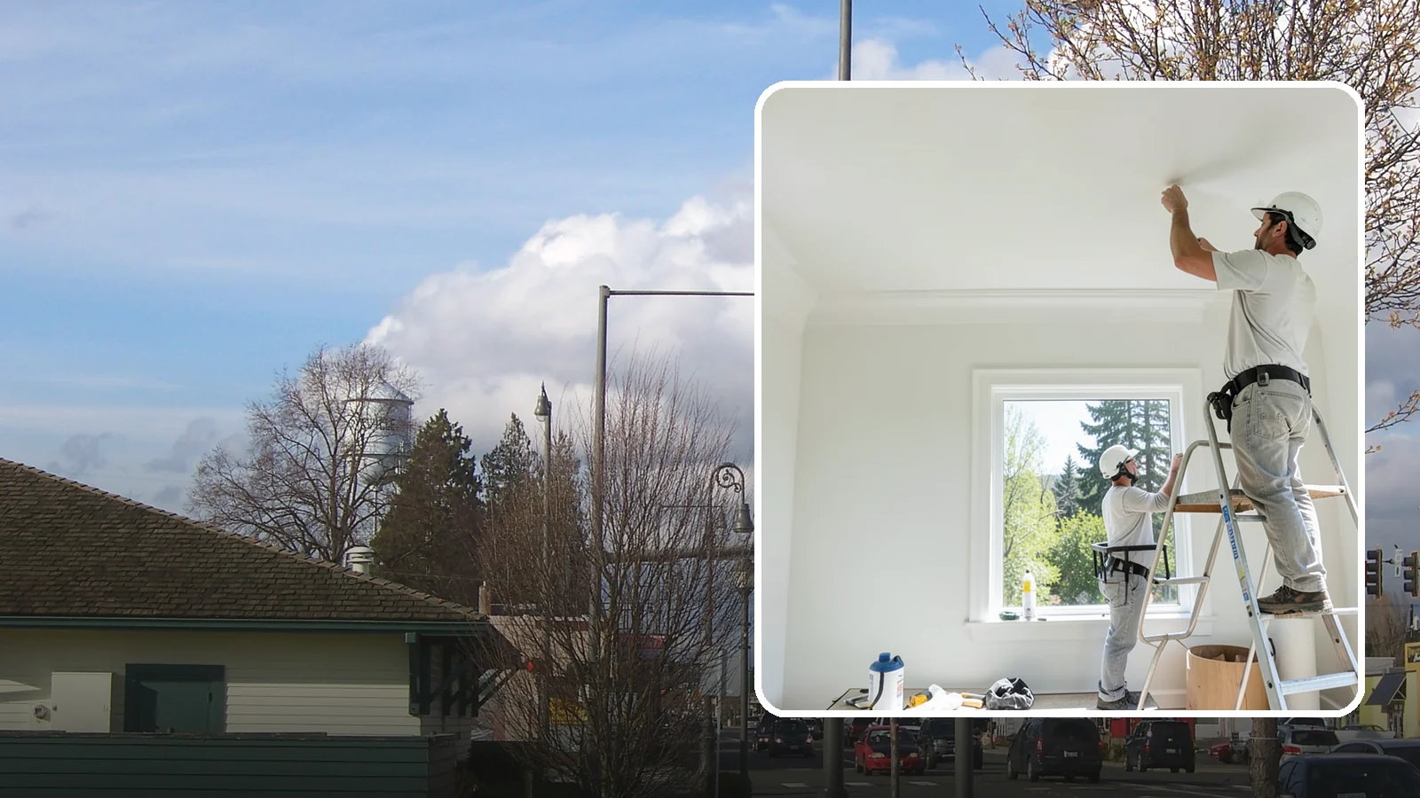 Ceiling Painting in Marysville, Snohomish County, WA - Ceiling painting brightens rooms and covers stains, patches, and years of accumulated dust.