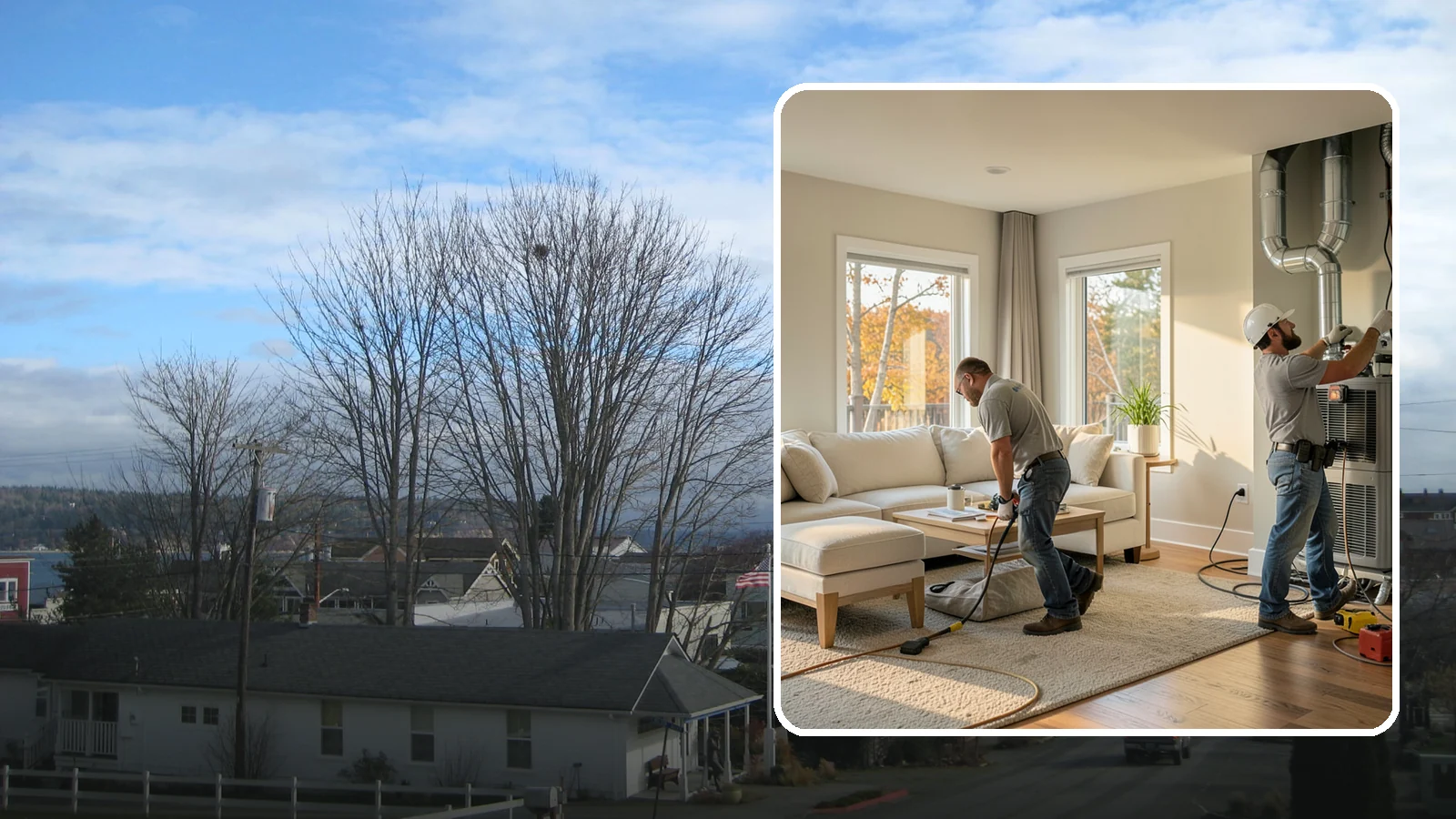 Central AC Installation in Langley, Island County, WA - We install central air conditioning systems to keep your whole home comfortable during increasingly warm summers.