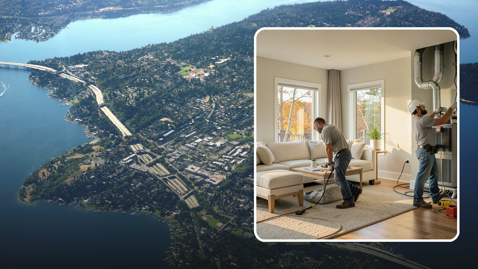 Central AC Installation in Mercer Island, King County, WA - We install central air conditioning systems to keep your whole home comfortable during increasingly warm summers.