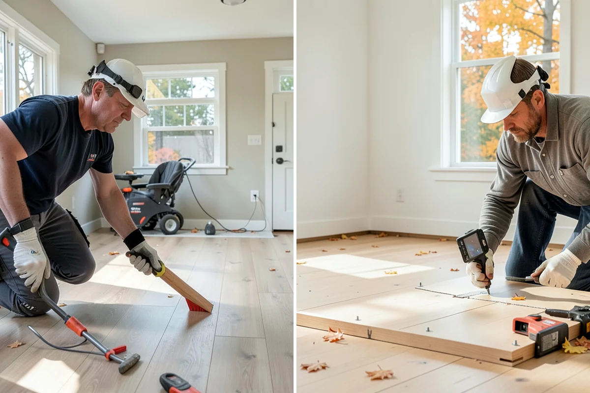 Ceramic Tile Flooring in Arlington, Snohomish County, WA - Level and prime the substrate