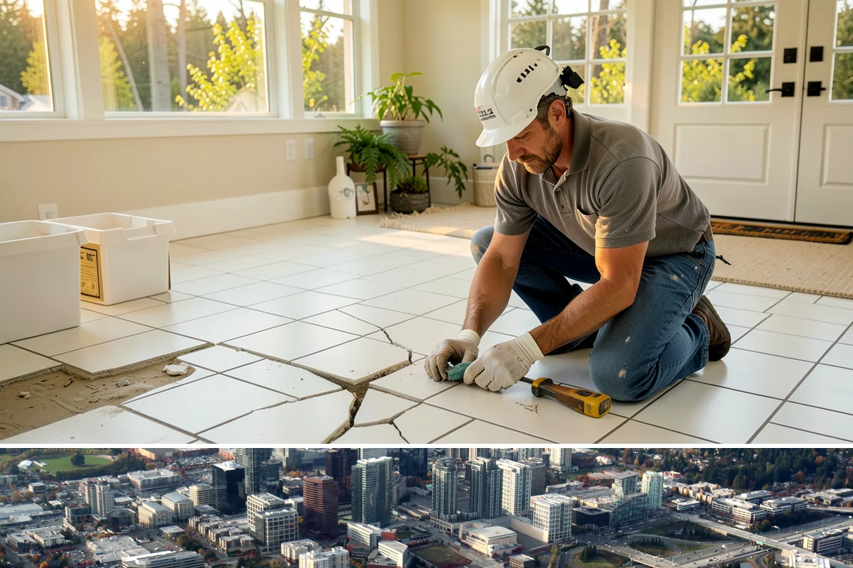 Ceramic Tile Flooring in Bellevue, King County, WA - Ceramic tile can go in during any part of the year, with cooler months only extending mortar and grout curing slightly.