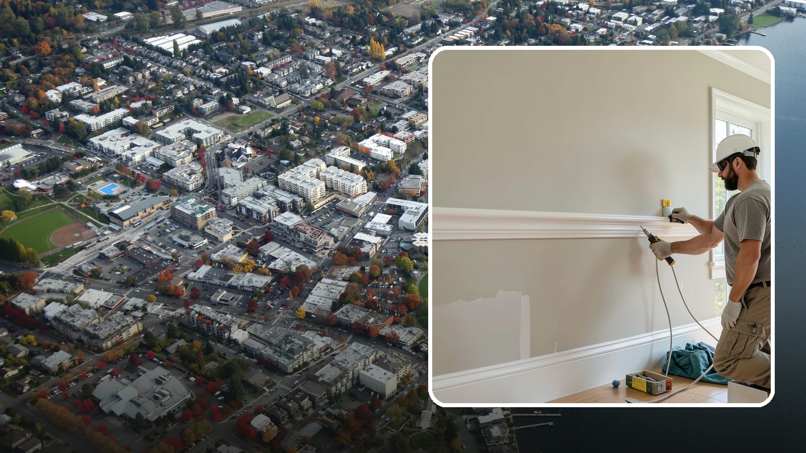 Chair Rail Installation in Kirkland, King County, WA - Classic chair rail installation that adds a refined horizontal accent and protects walls at chair height.