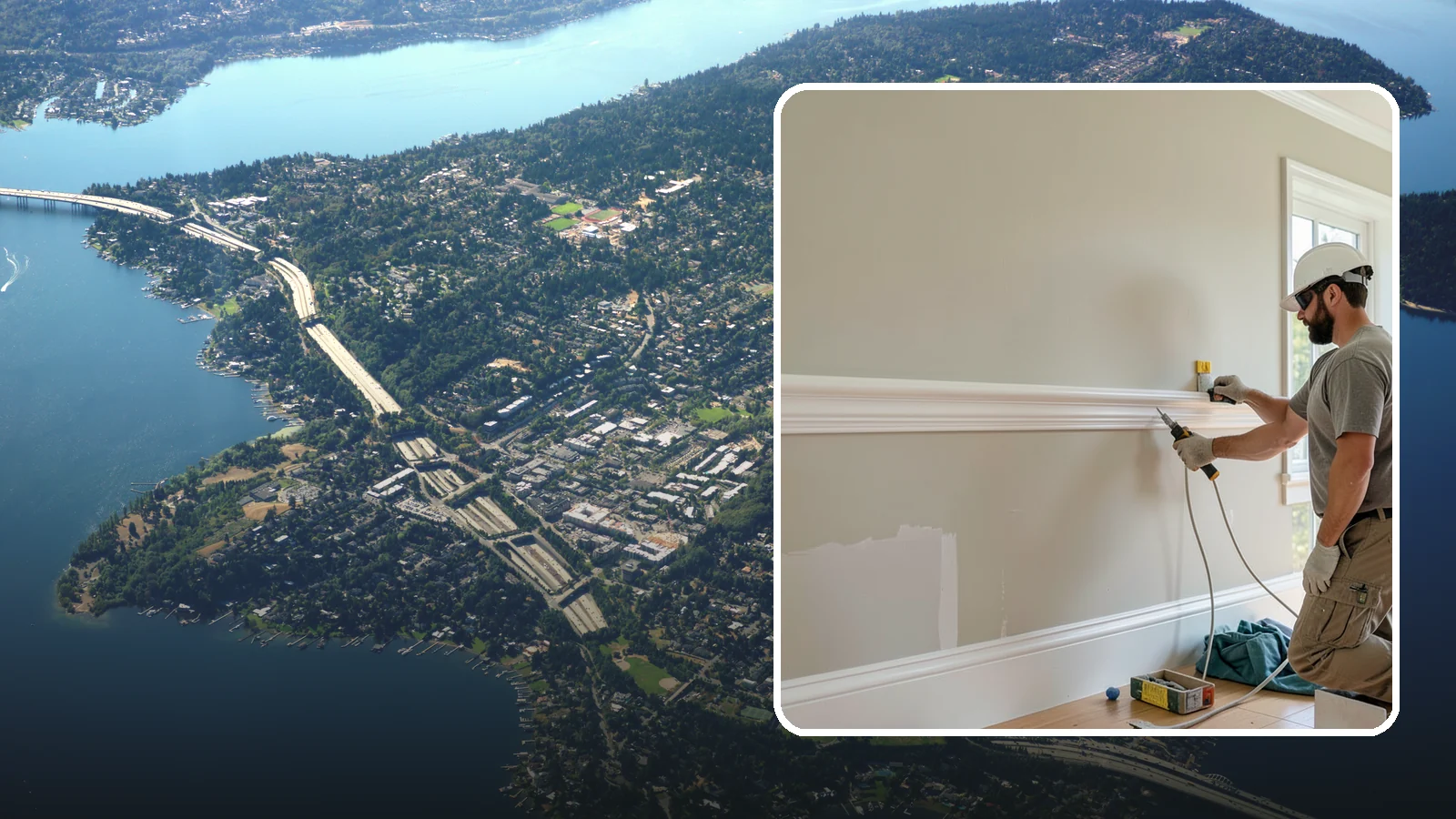 Chair Rail Installation in Mercer Island, King County, WA - Classic chair rail installation that adds a refined horizontal accent and protects walls at chair height.