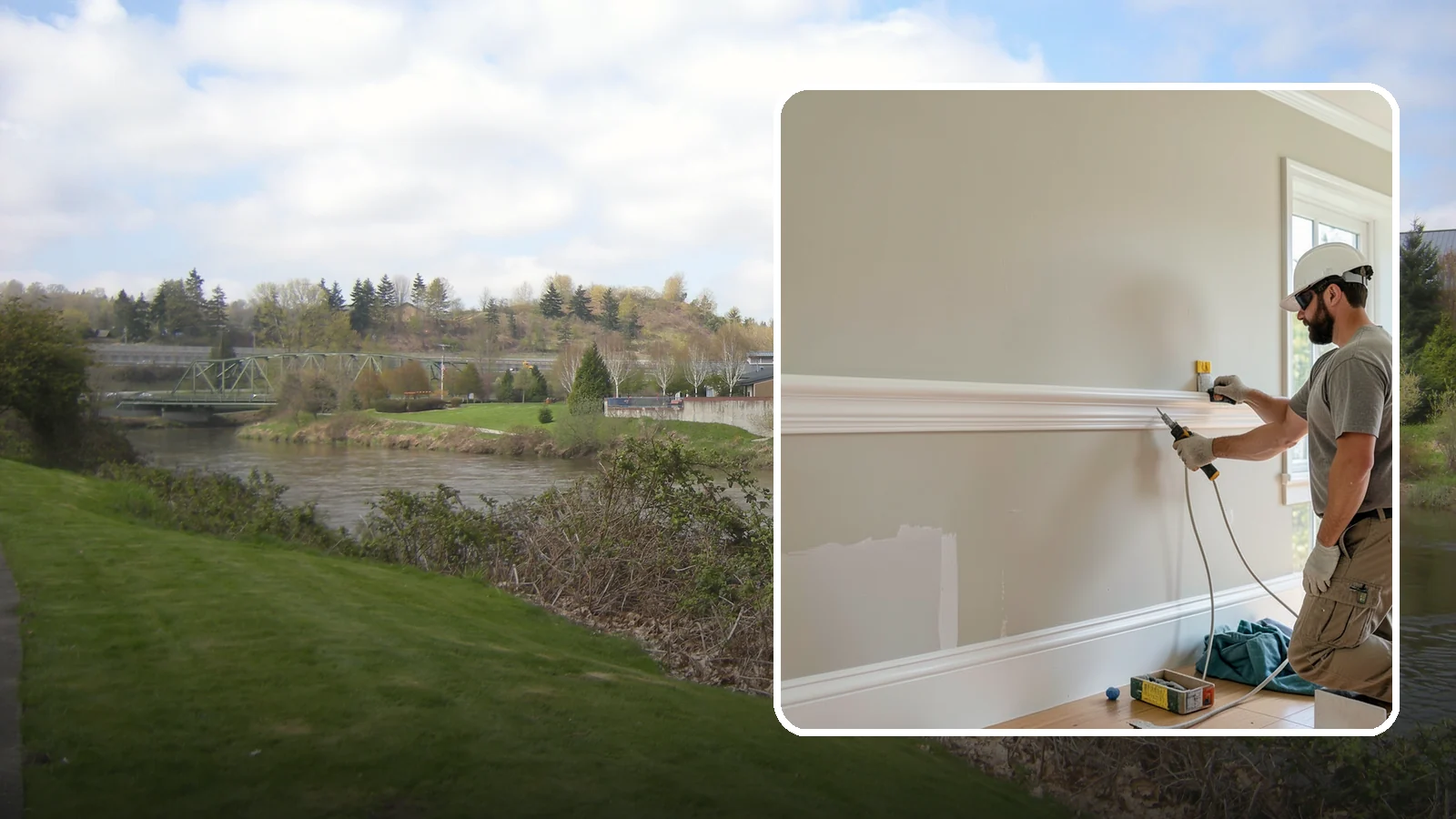 Chair Rail Installation in Tukwila, King County, WA - Classic chair rail installation that adds a refined horizontal accent and protects walls at chair height.