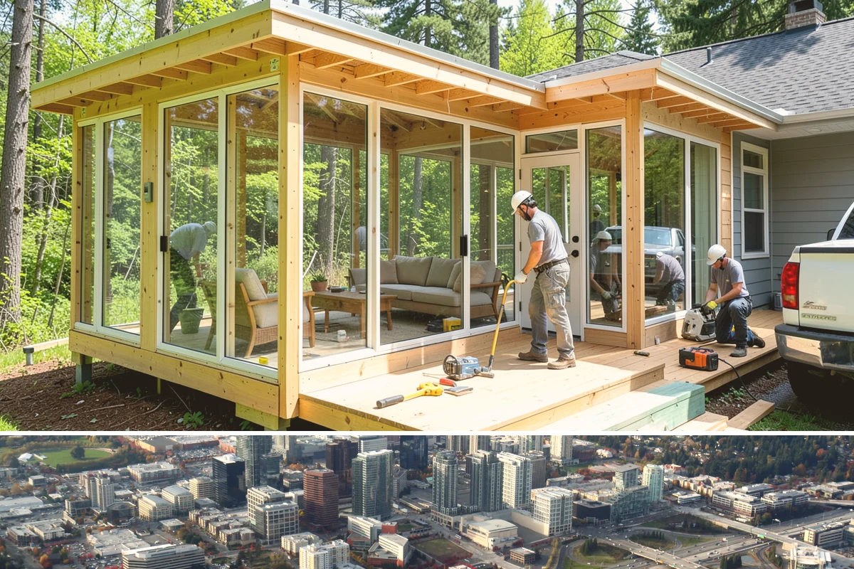 Chimney Construction in Bellevue, King County, WA - Chimney masonry cures best in dry weather, so summer and early fall are the preferred build windows.