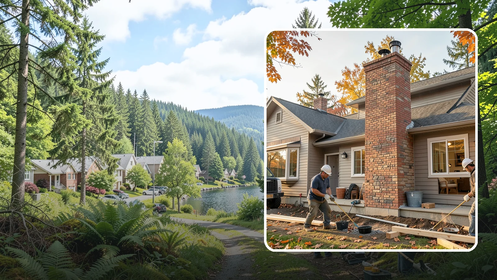Chimney Construction in Lake Forest Park, King County, WA - Code-compliant chimney construction built to draft properly and shed Northwest rain for the long haul.