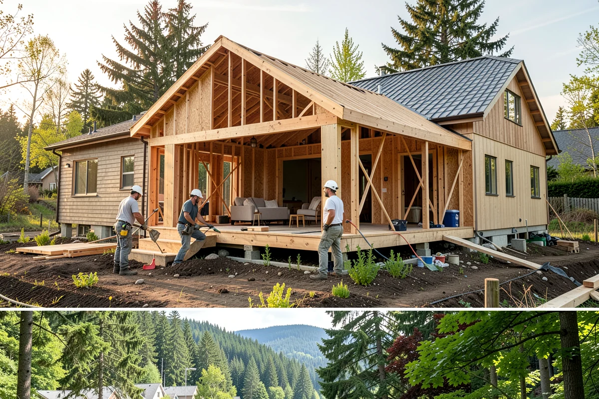 Chimney Construction in Lake Forest Park, King County, WA - Chimney masonry cures best in dry weather, so summer and early fall are the preferred build windows.