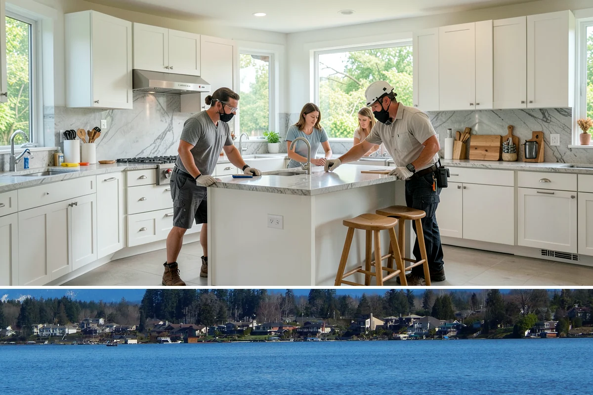 Chimney Construction in Lake Stevens, Snohomish County, WA - Chimney masonry cures best in dry weather, so summer and early fall are the preferred build windows.