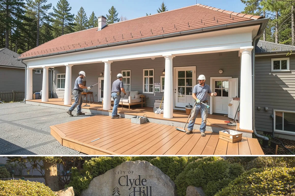 Chimney Rebuild in Clyde Hill, King County, WA - Dry summer conditions allow the rebuilt masonry to cure properly and stay protected during construction.