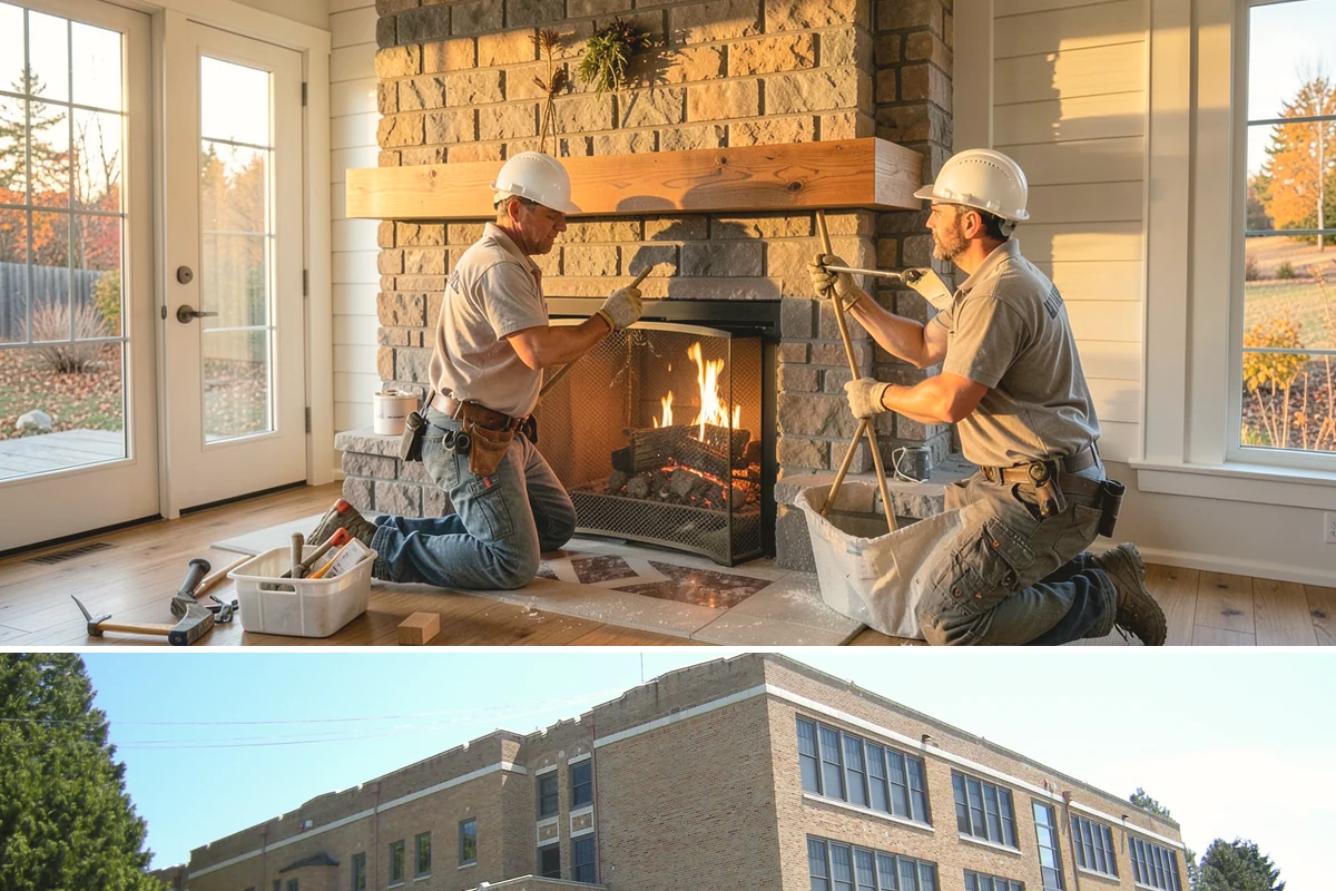 Chimney Rebuild in Maple Valley, King County, WA - Dry summer conditions allow the rebuilt masonry to cure properly and stay protected during construction.