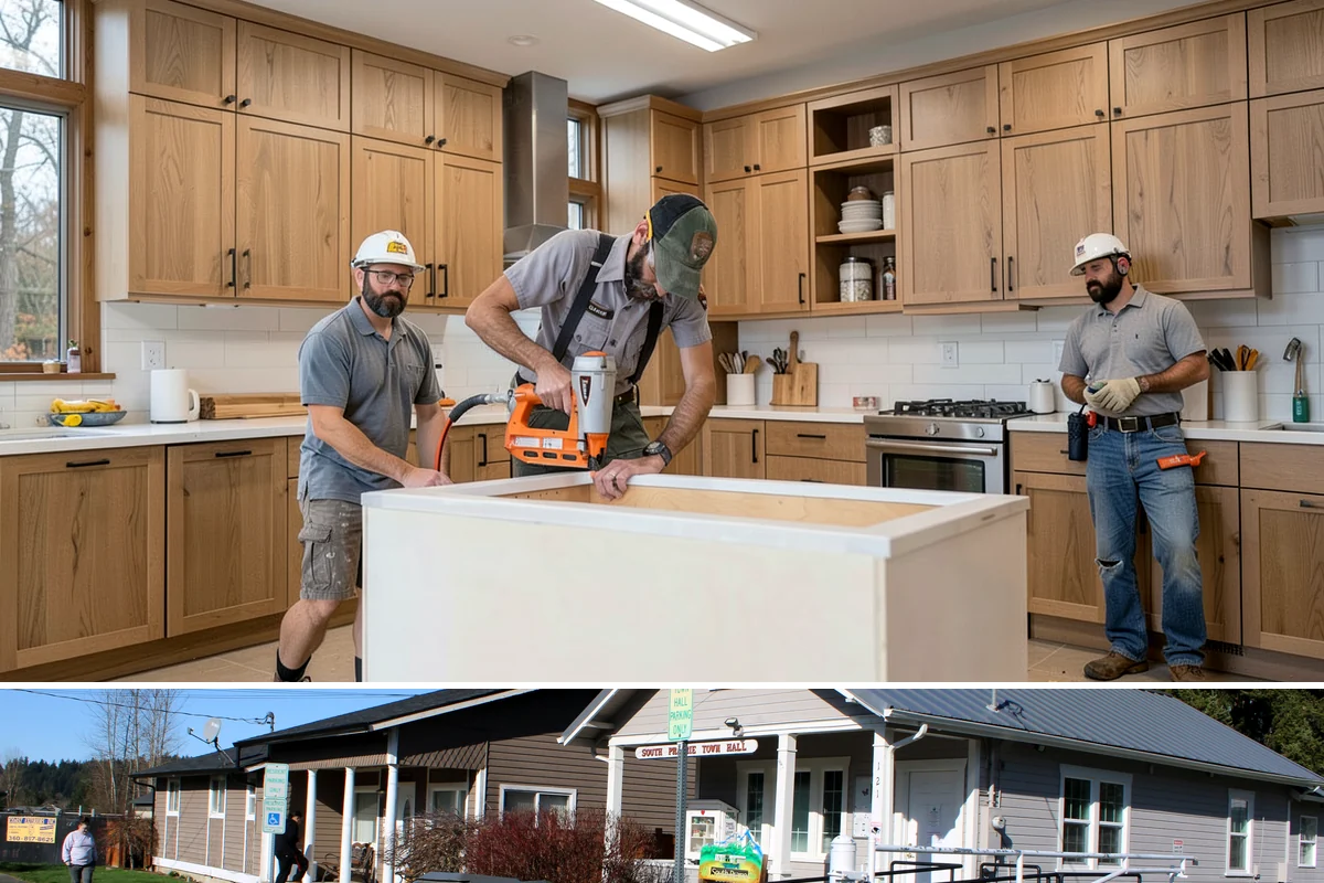 Chimney Rebuild in South Prairie, Pierce County, WA - Dry summer conditions allow the rebuilt masonry to cure properly and stay protected during construction.