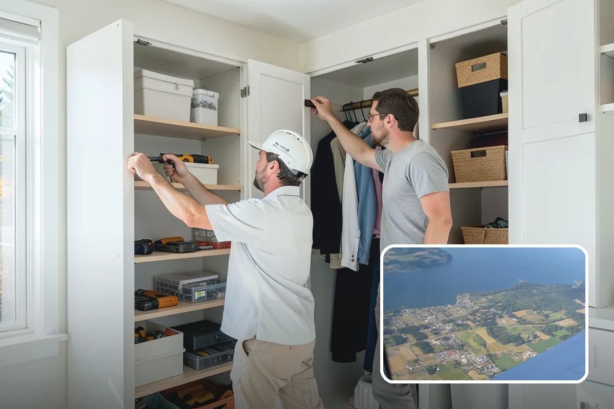 Closet System Installation in Coupeville, Island County, WA - Coordinated storage combining rods, shelves, and drawers