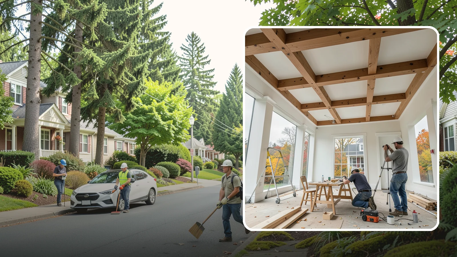 Coffered Ceiling Construction in Beaux Arts Village, King County, WA - An elegant coffered ceiling that adds depth, architecture, and richness overhead.