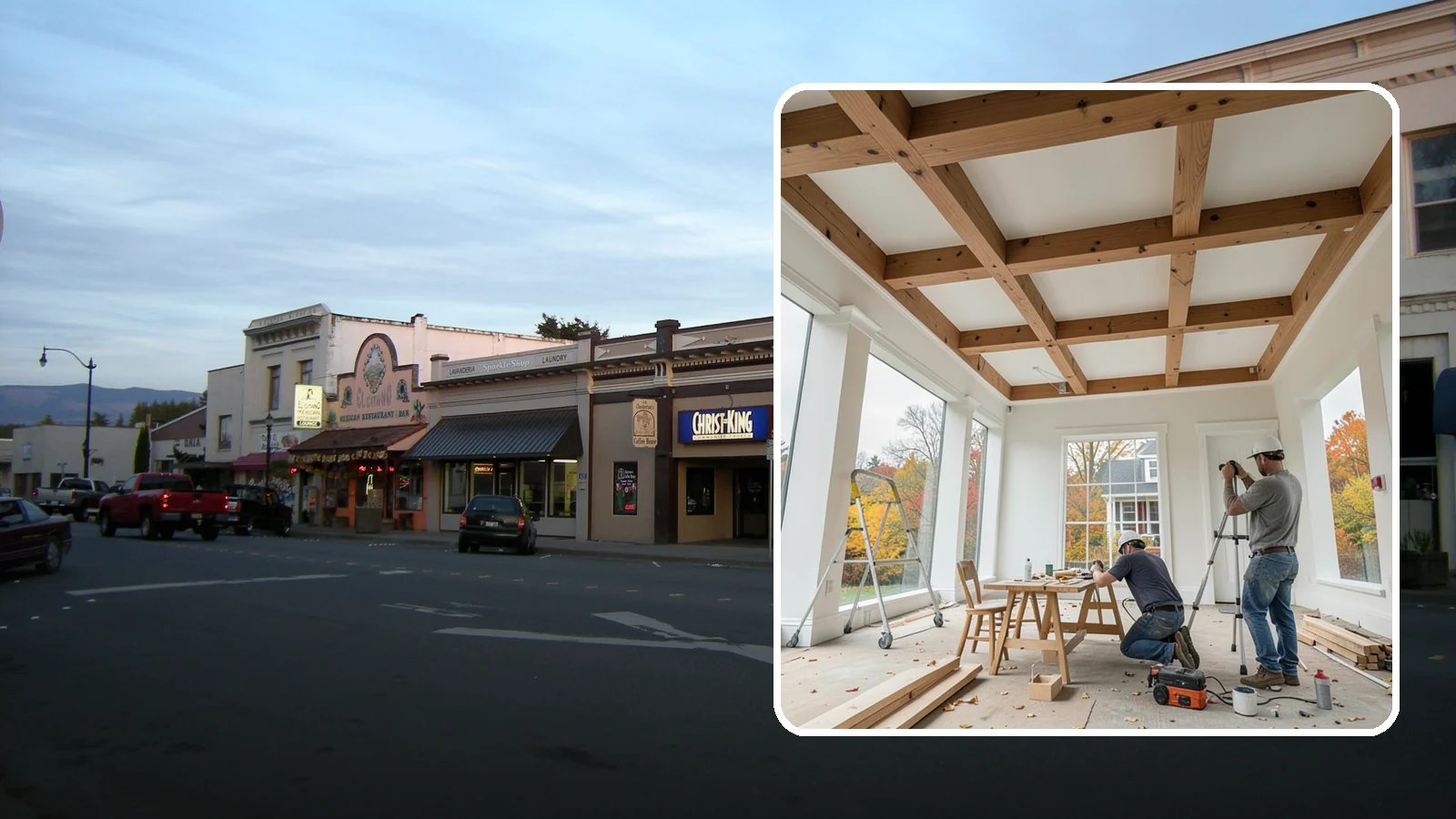 Coffered Ceiling Construction in Burlington, Skagit County, WA - An elegant coffered ceiling that adds depth, architecture, and richness overhead.