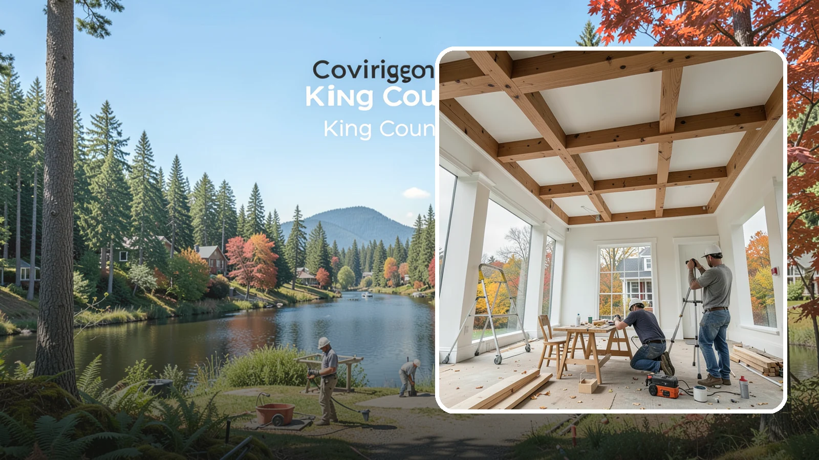 Coffered Ceiling Construction in Covington, King County, WA - An elegant coffered ceiling that adds depth, architecture, and richness overhead.