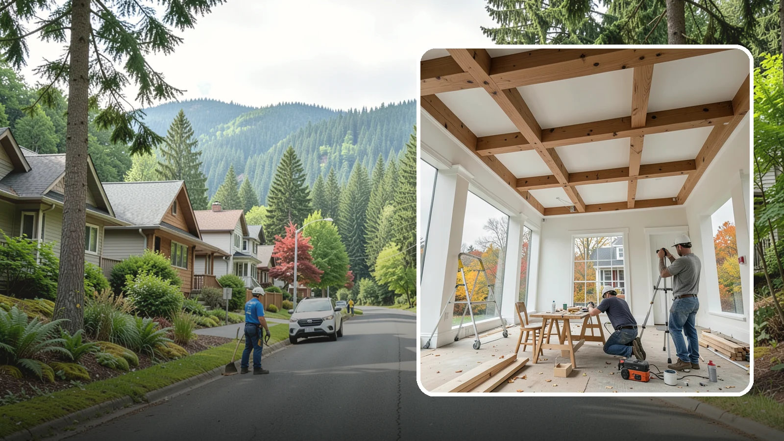 Coffered Ceiling Construction in Darrington, Snohomish County, WA - An elegant coffered ceiling that adds depth, architecture, and richness overhead.