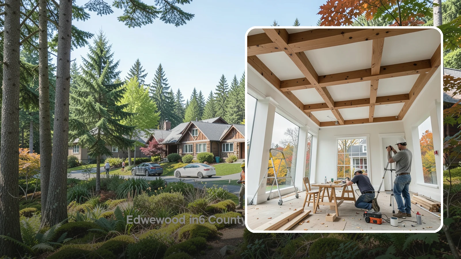 Coffered Ceiling Construction in Edgewood, Pierce County, WA - An elegant coffered ceiling that adds depth, architecture, and richness overhead.