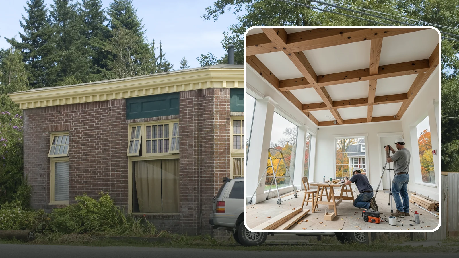Coffered Ceiling Construction in Hamilton, Skagit County, WA - An elegant coffered ceiling that adds depth, architecture, and richness overhead.