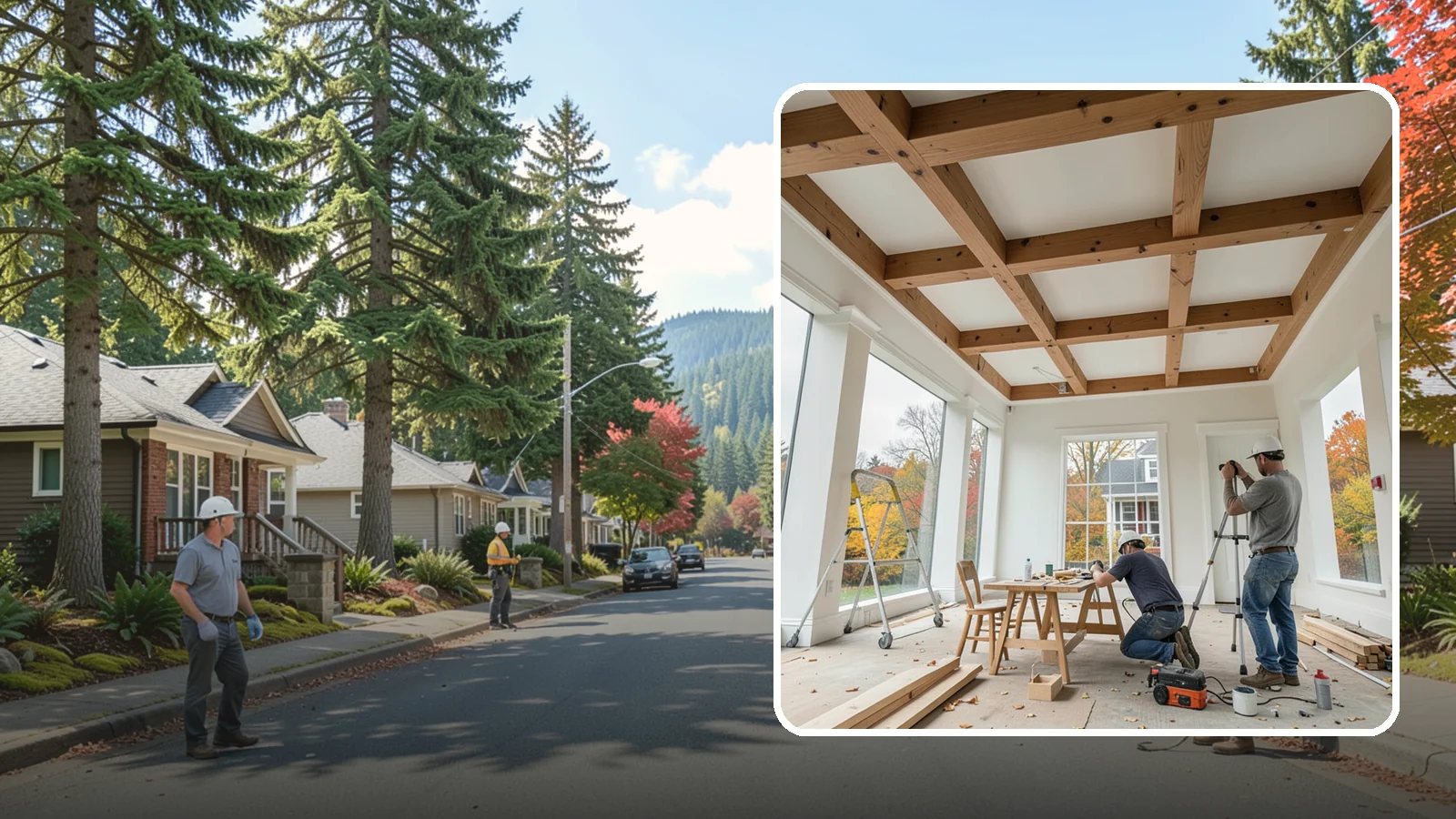 Coffered Ceiling Construction in Hunts Point, King County, WA - An elegant coffered ceiling that adds depth, architecture, and richness overhead.