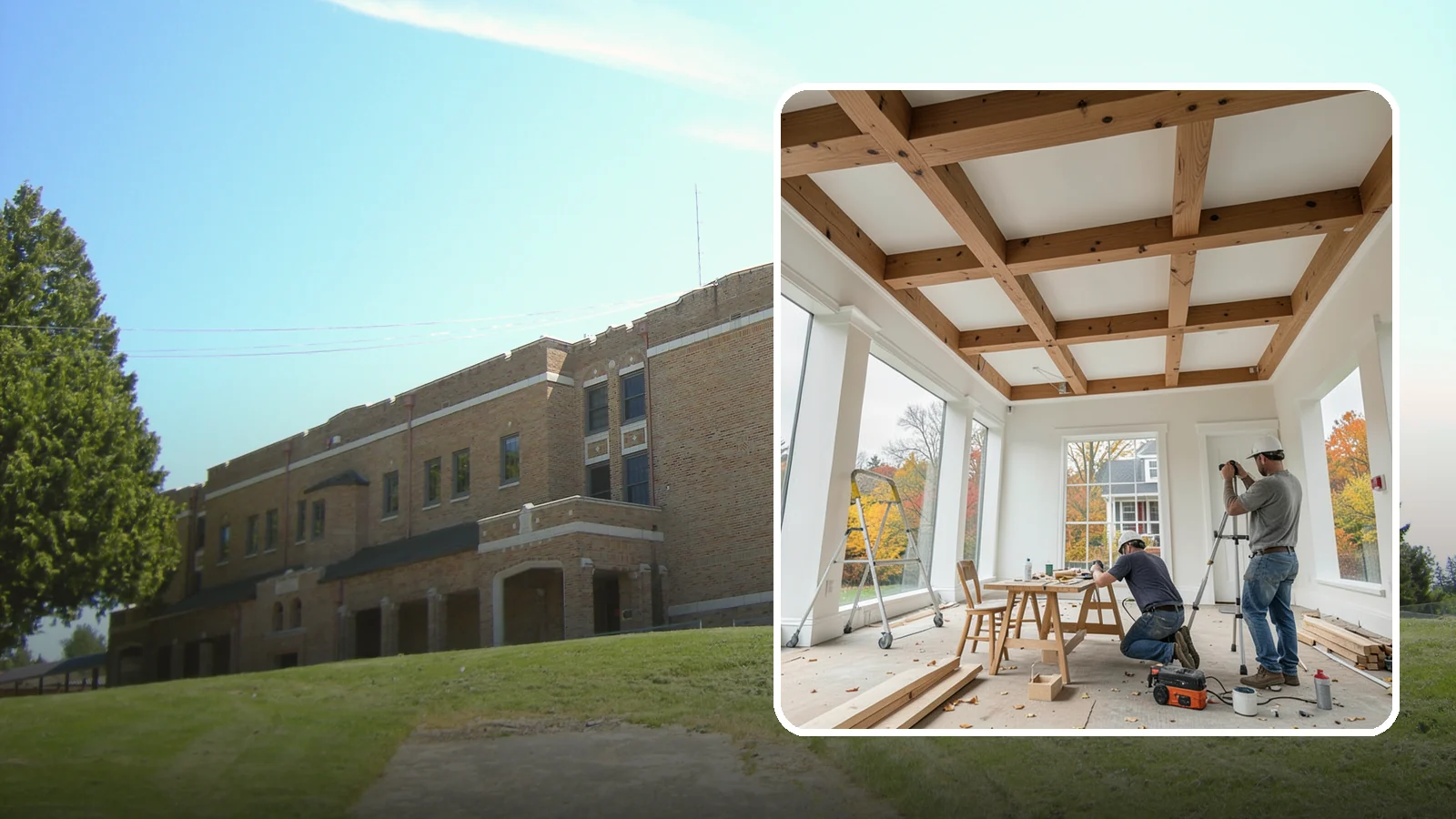 Coffered Ceiling Construction in Maple Valley, King County, WA - An elegant coffered ceiling that adds depth, architecture, and richness overhead.